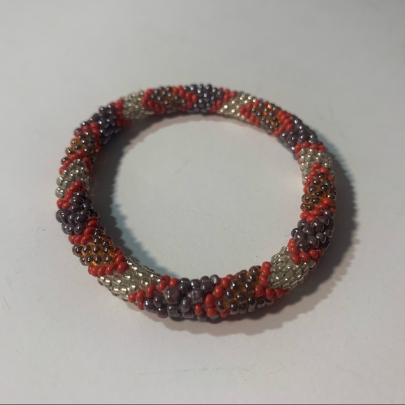 5 for 20 Sashkaco orange bracelet with purple & silver beaded detail - Picture 5 of 6